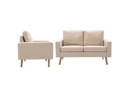 vidaXL 2-dielna súprava pohoviek, látka, krémová