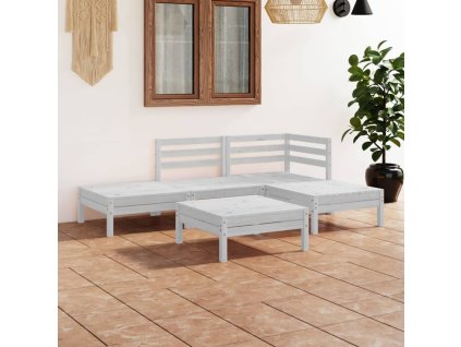 vidaXL 5-dielna záhradná sedacia súprava masívna borovica biela