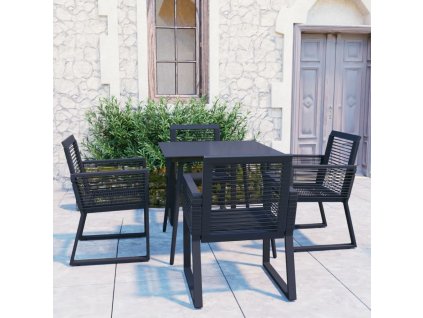 vidaXL 5-dielna vonkajšia jedálenská súprava PVC ratan čierna