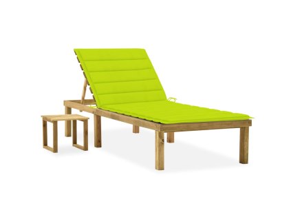 vidaXL Záhradné ležadlo so stolom a vankúšom impregnovaná borovica