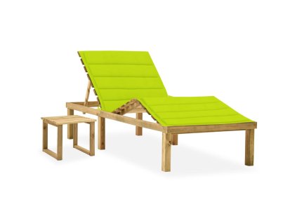 vidaXL Záhradné ležadlo so stolom a vankúšom impregnovaná borovica