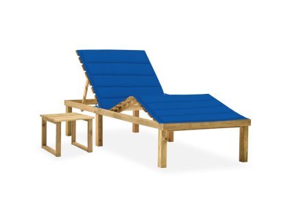 vidaXL Záhradné ležadlo so stolom a vankúšom impregnovaná borovica