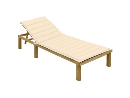 vidaXL Ležadlo s krémovým vankúšom impregnované borovicové drevo