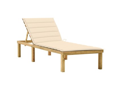 vidaXL Ležadlo s krémovým vankúšom impregnované borovicové drevo