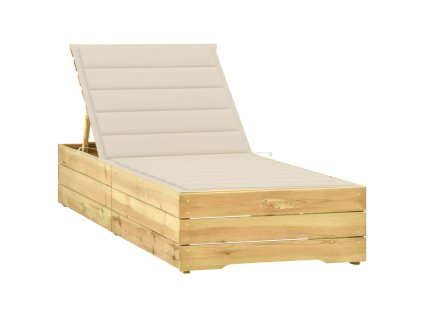 vidaXL Ležadlo s krémovým vankúšom impregnované borovicové drevo
