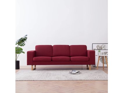 vidaXL Látková 3-miestna pohovka vínovo-červená