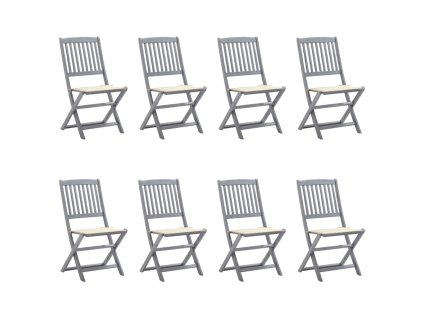 vidaXL Skladacie vonkajšie stoličky 8 ks s podložkami akáciový masív