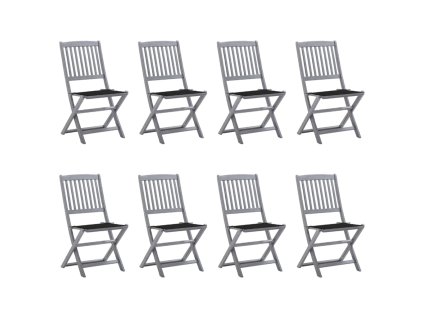 vidaXL Skladacie vonkajšie stoličky 8 ks s podložkami akáciový masív