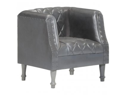 vidaXL Klubové kreslo sivé pravá kozia koža