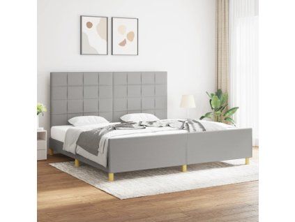 vidaXL Posteľný rám s čelom bledosivý 200x200 cm látka