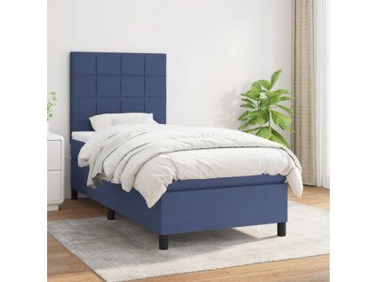 vidaXL Posteľný rám boxspring s matracom modrý 90x190 cm látka