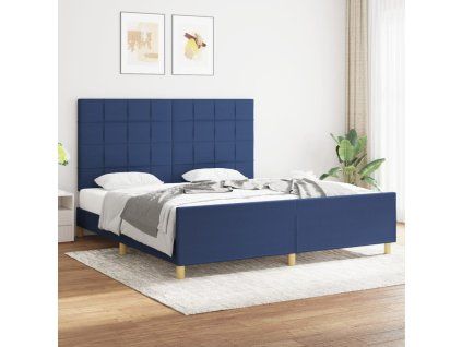 vidaXL Posteľný rám s čelom modrý 180x200 cm látka