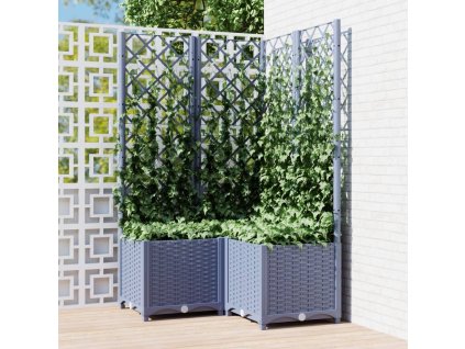 vidaXL Záhradný kvetináč s mriežkou tmavosivý 80x80x136 cm PP