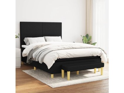 vidaXL Posteľný rám boxspring s matracom čierny 140x200 cm látka
