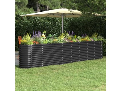 vidaXL Vyvýšený záhradný záhon práškovaná oceľ 332x40x68 cm antracit