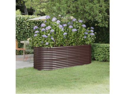 vidaXL Vyvýšený záhradný záhon práškovaná oceľ 224x80x68 hnedý