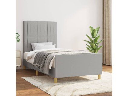 vidaXL Posteľný rám s čelom bledosivý 90x200 cm látka