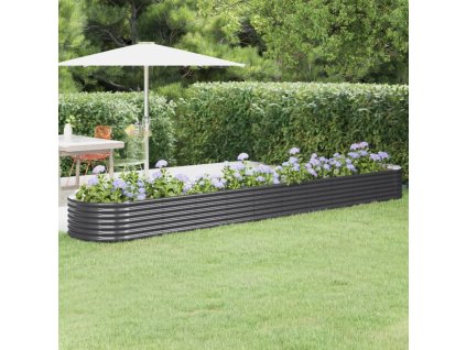 vidaXL Vyvýšený záhradný záhon práškovaná oceľ 440x80x36 cm antracit