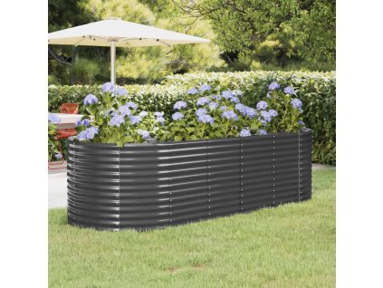 vidaXL Vyvýšený záhradný záhon práškovaná oceľ 249x100x68 cm antracit