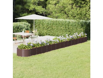 vidaXL Vyvýšený záhradný záhon práškovaná oceľ 620x80x36 cm hnedý