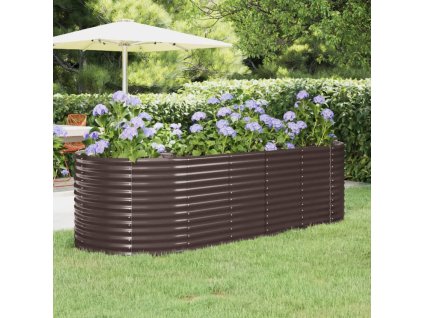 vidaXL Vyvýšený záhradný záhon práškovaná oceľ 249x100x68 cm hnedý