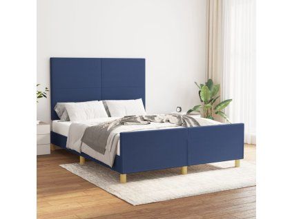 vidaXL Posteľný rám s čelom modrý 140x190 cm látka