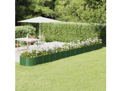 vidaXL Vyvýšený záhradný záhon práškovaná oceľ 620x80x36 cm zelený