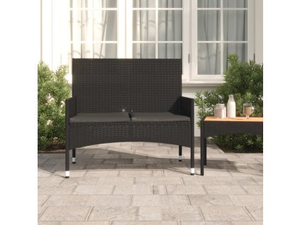 vidaXL 2-miestna záhradná lavička s podložkami čierna polyratan