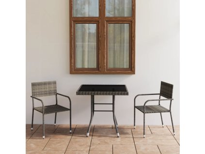 vidaXL 3-dielna záhradná jedálenská súprava polyratan antracitovo-sivá