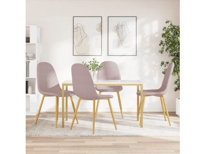 vidaXL Jedálenské stoličky 4 ks ružové zamatové