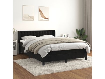vidaXL Posteľný rám boxspring s matracom čierny 140x190 cm zamat