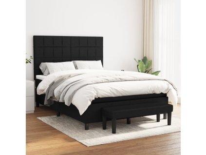 vidaXL Posteľný rám boxspring s matracom čierny 140x200 cm látka
