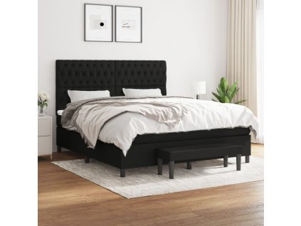 vidaXL Posteľný rám boxspring s matracom čierny 180x200 cm látka