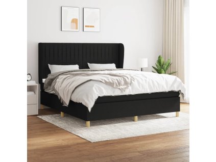 vidaXL Posteľný rám boxspring s matracom čierny 180x200 cm látka
