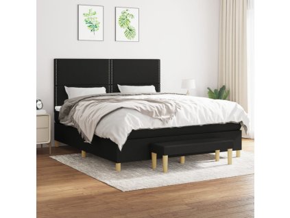 vidaXL Posteľný rám boxspring s matracom čierny 180x200 cm látka