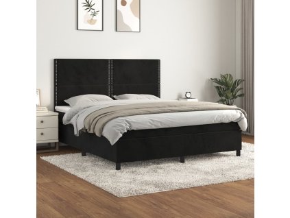 vidaXL Posteľný rám boxspring s matracom čierny 180x200 cm zamat