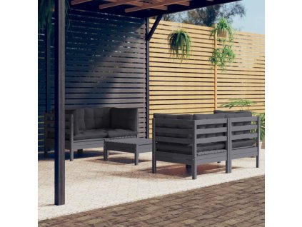 vidaXL 5-dielna záhradná súprava s antracitovými vankúšmi borovica