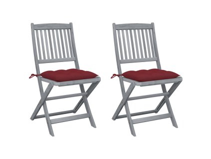 vidaXL Skladacie záhradné stoličky s podložkami 2 ks akáciový masív