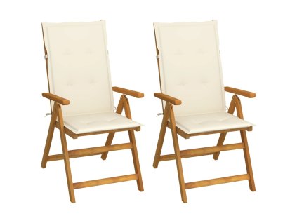 vidaXL Záhradné sklápacie stoličky 2 ks s podložkami akáciový masív