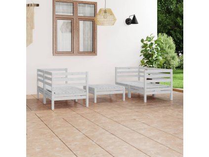 vidaXL 5-dielna záhradná sedacia súprava biela masívna borovica