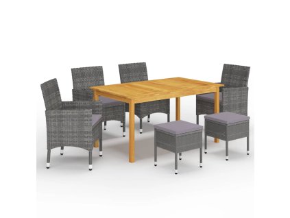 vidaXL 7-dielna záhradná jedálenská súprava sivá