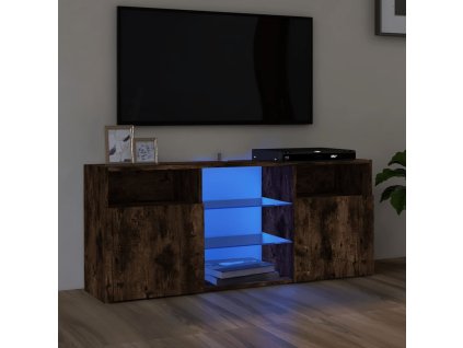 vidaXL TV skrinka s LED svetlami dymový dub 120x30x50 cm