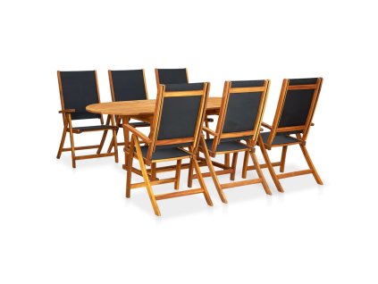 vidaXL 7-dielna vonkajšia jedálenská súprava masívne akáciové drevo