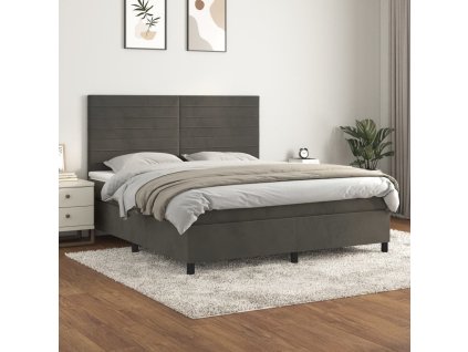 vidaXL Posteľný rám boxspring s matracom tmavosivý 180x200 cm zamat