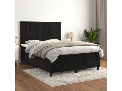 vidaXL Posteľný rám boxspring s matracom čierny 140x190 cm zamat