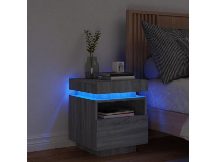 vidaXL Nočný stolík s LED svetlami sivý sonoma 40x39x48,5 cm