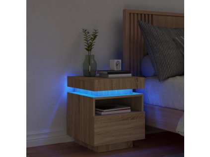vidaXL Nočný stolík s LED svetlami dub sonoma 40x39x48,5 cm