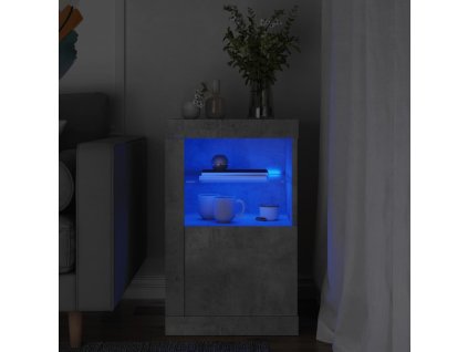 vidaXL Bočná skrinka s LED svetlami betónovo sivá kompozitné drevo