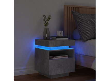 vidaXL Nočný stolík s LED svetlami betónovo sivý 40x39x48,5 cm