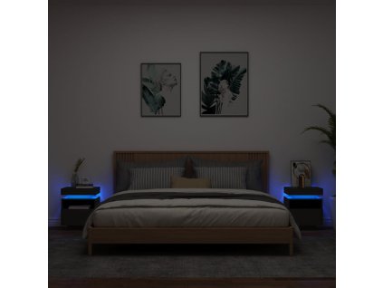 vidaXL Nočné stolíky s LED svetlami 2 ks čierne 40x39x48,5 cm